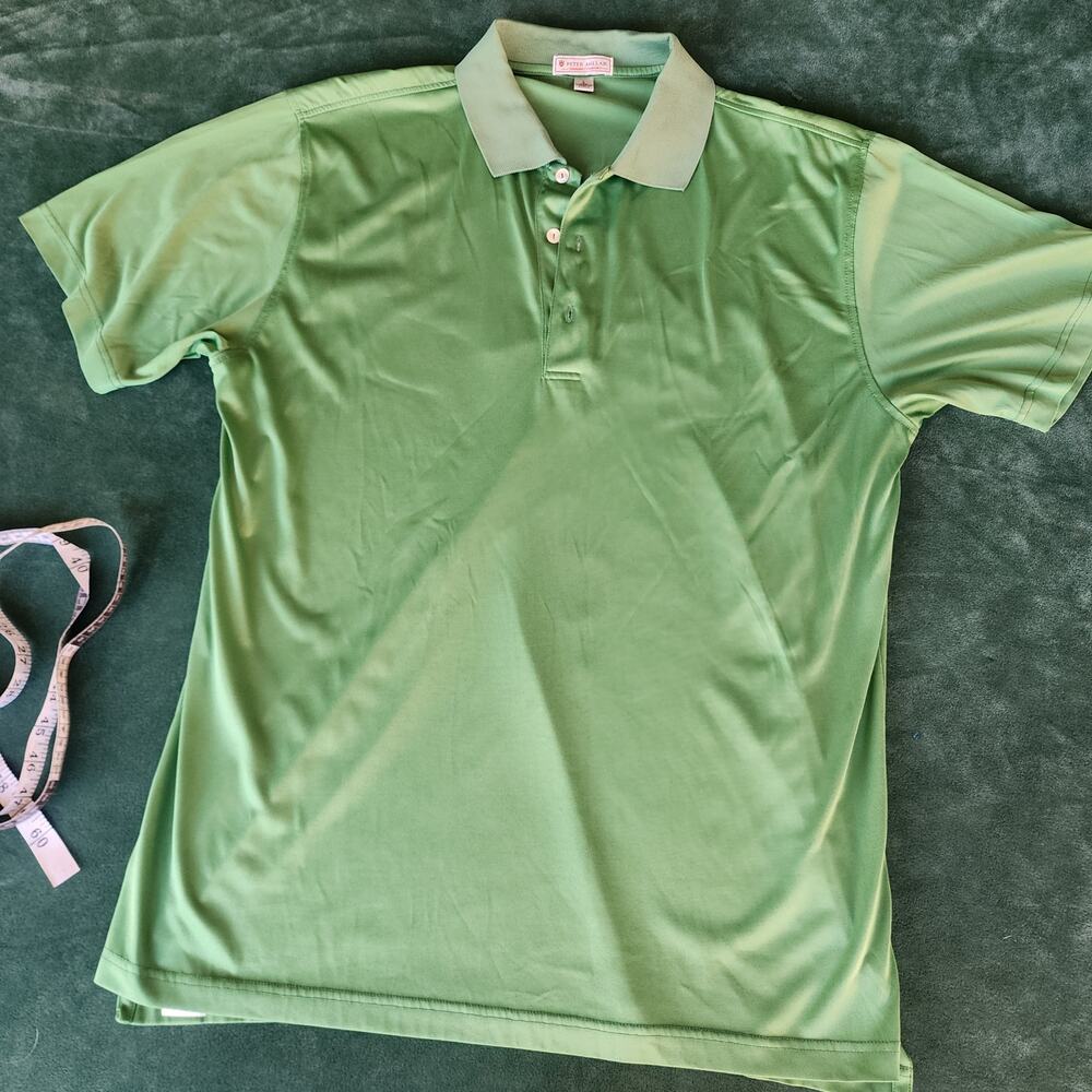 Peter Millar Summer Comfort Green Polyester Golf Polo Shirt Short Sleeve Size L